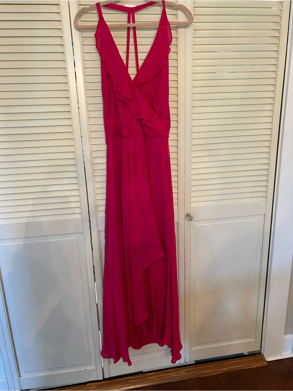 Haute Hippie Silk Midi Halter Dress In Dragon Fruit Size M